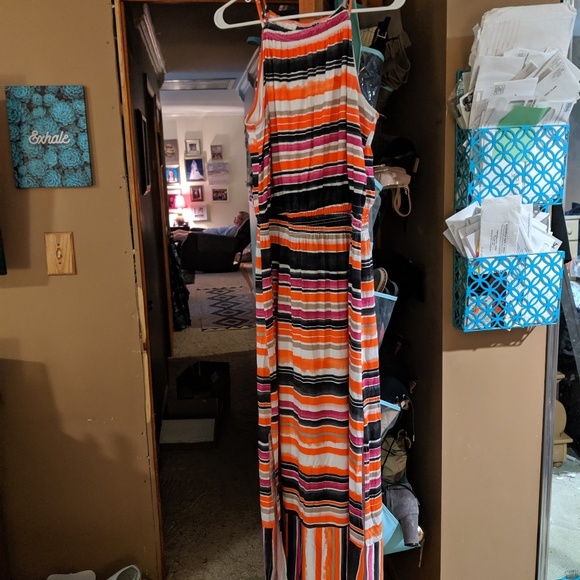 Lined colorful maxi dress - Picture 1 of 4